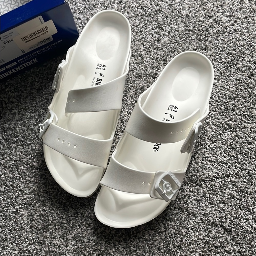 Birkenstock Classic White Slides 10 narrow